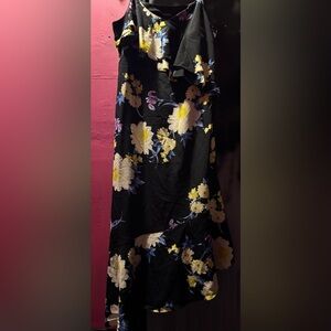 Dressbarn Size 12 Dress Floral Spaghetti strap Asymmetrical 90s Vintage style